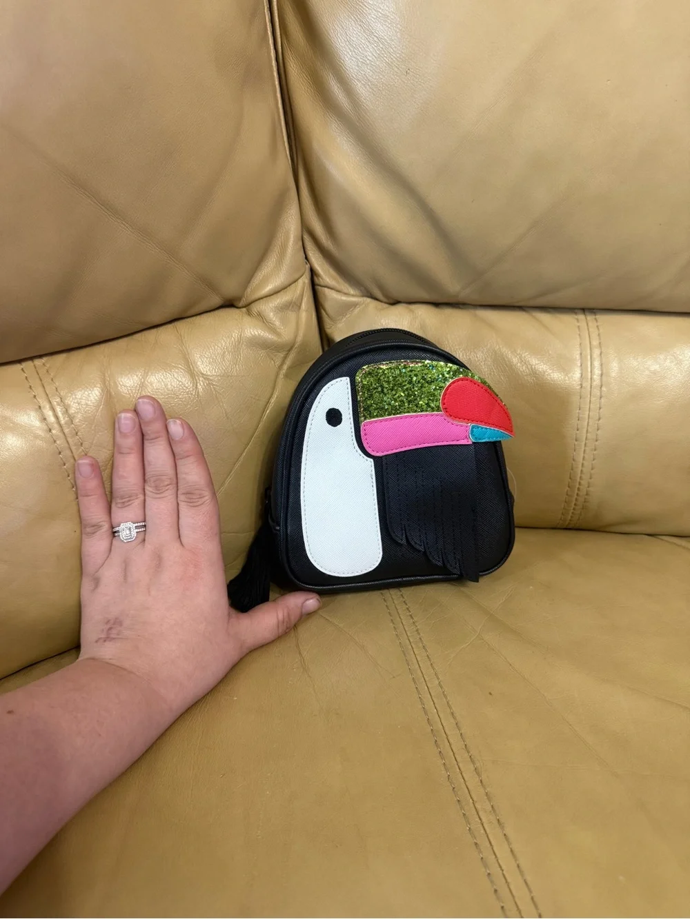 Bath & Body Works Toucan Glitter Cosmetic Bag Tassel NWT Tropical